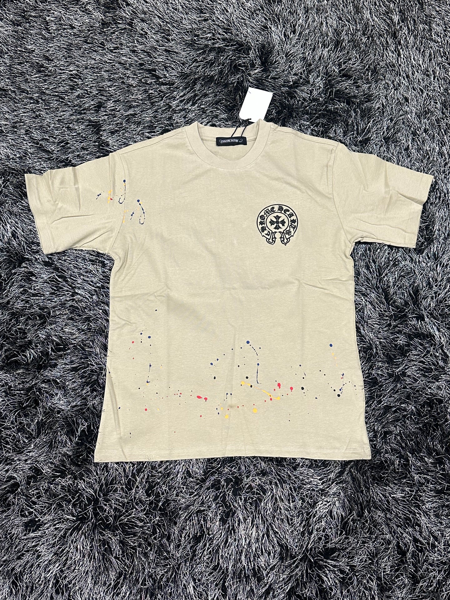 Chrome Hearts Logo Shirt w/ Paint - Beige/Multicolor