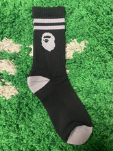 Load image into Gallery viewer, Bape Striped Ankle Socks - Black/Grey
