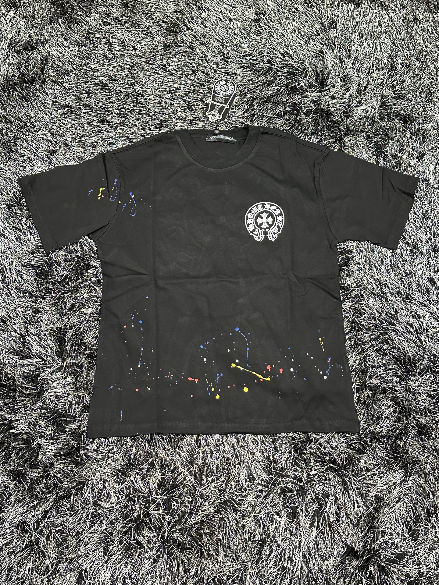 Chrome Hearts Logo Shirt w/ Paint - Black/White/Multicolor