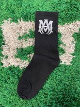 Load image into Gallery viewer, Amiri Graphic Logo Socks - Black/White
