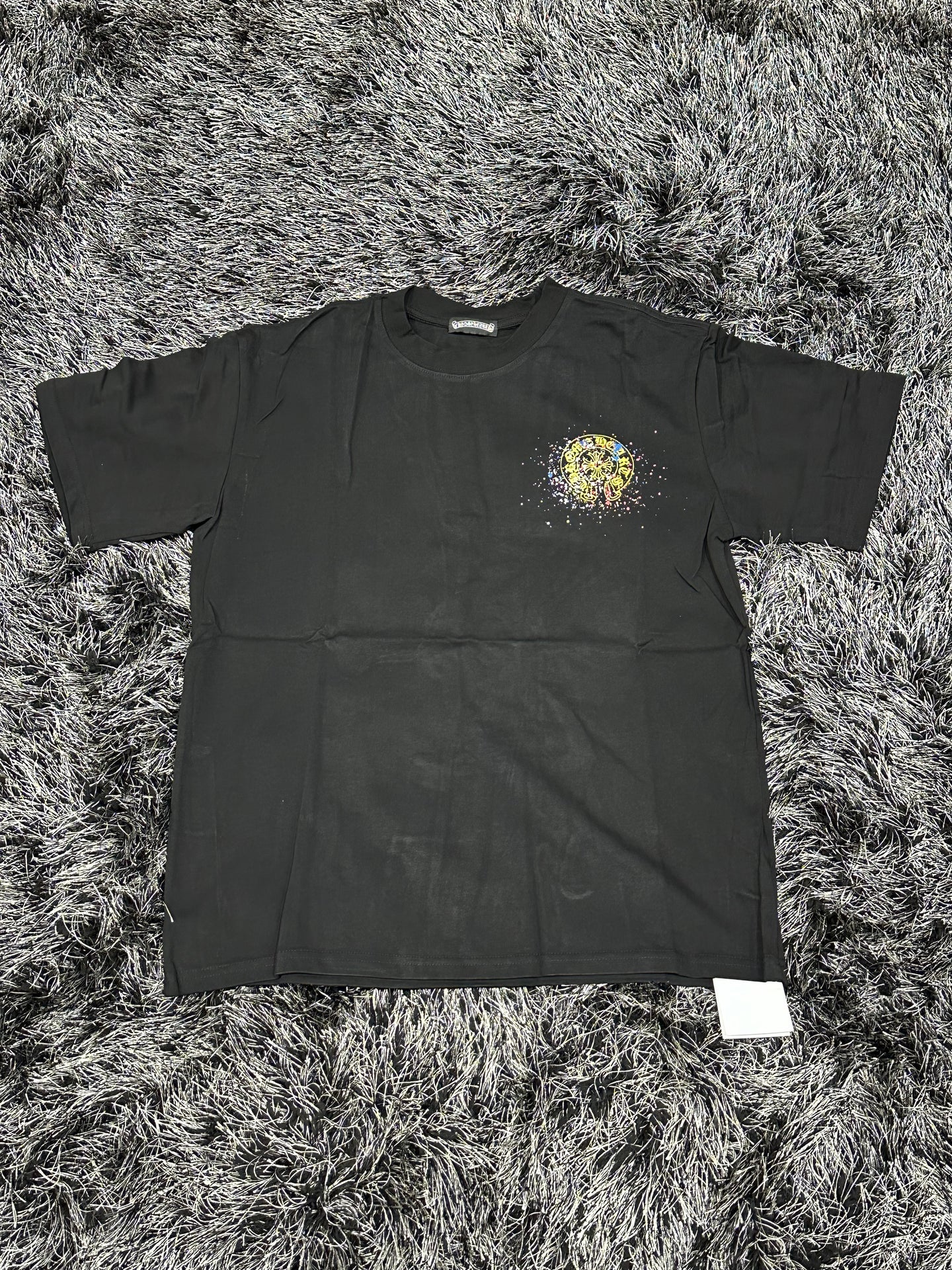 Chrome Hearts Logo Shirt w/ Paint - Black/Yellow/Multicolor