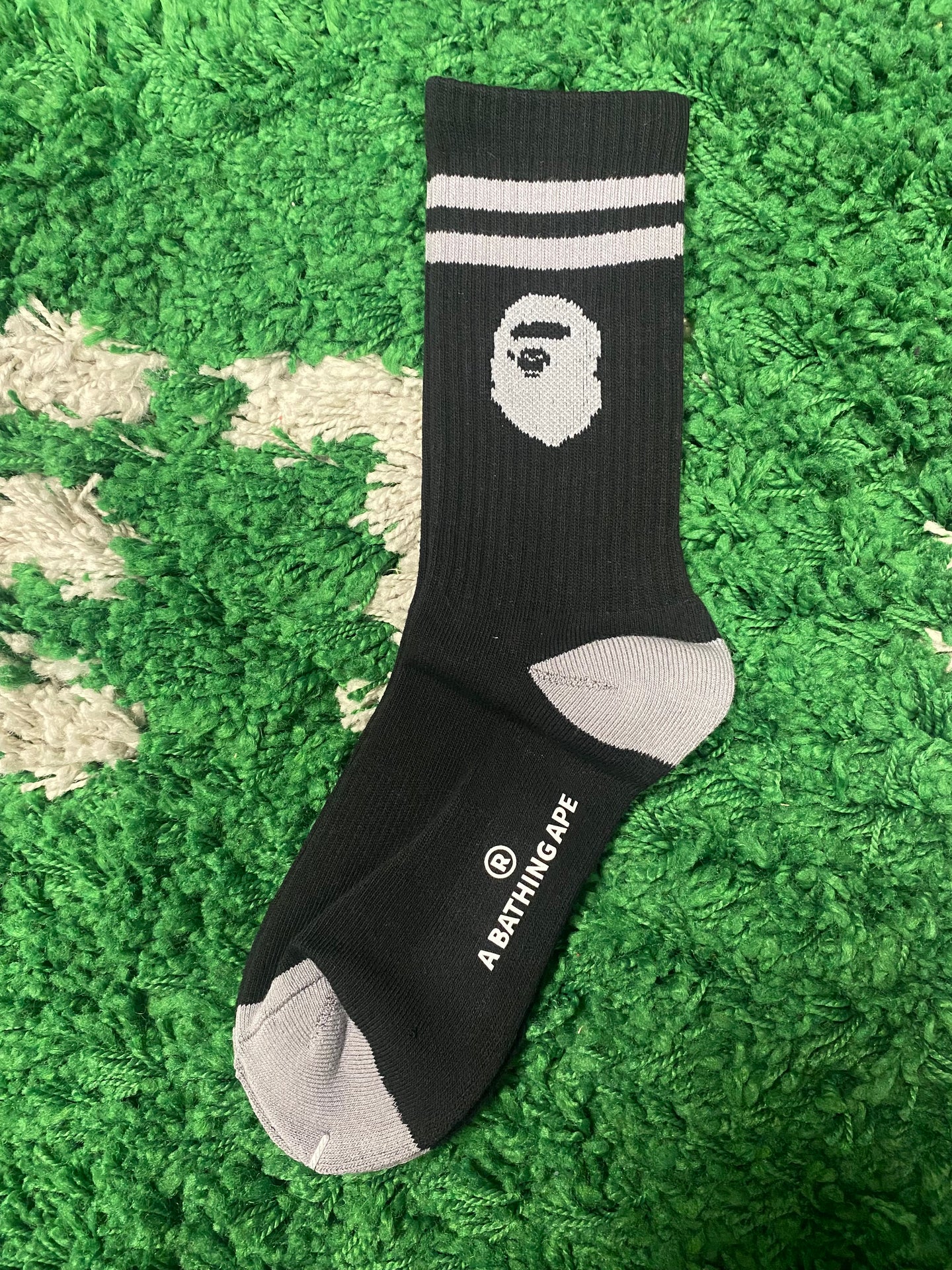 Bape Striped Ankle Socks - Black/Grey