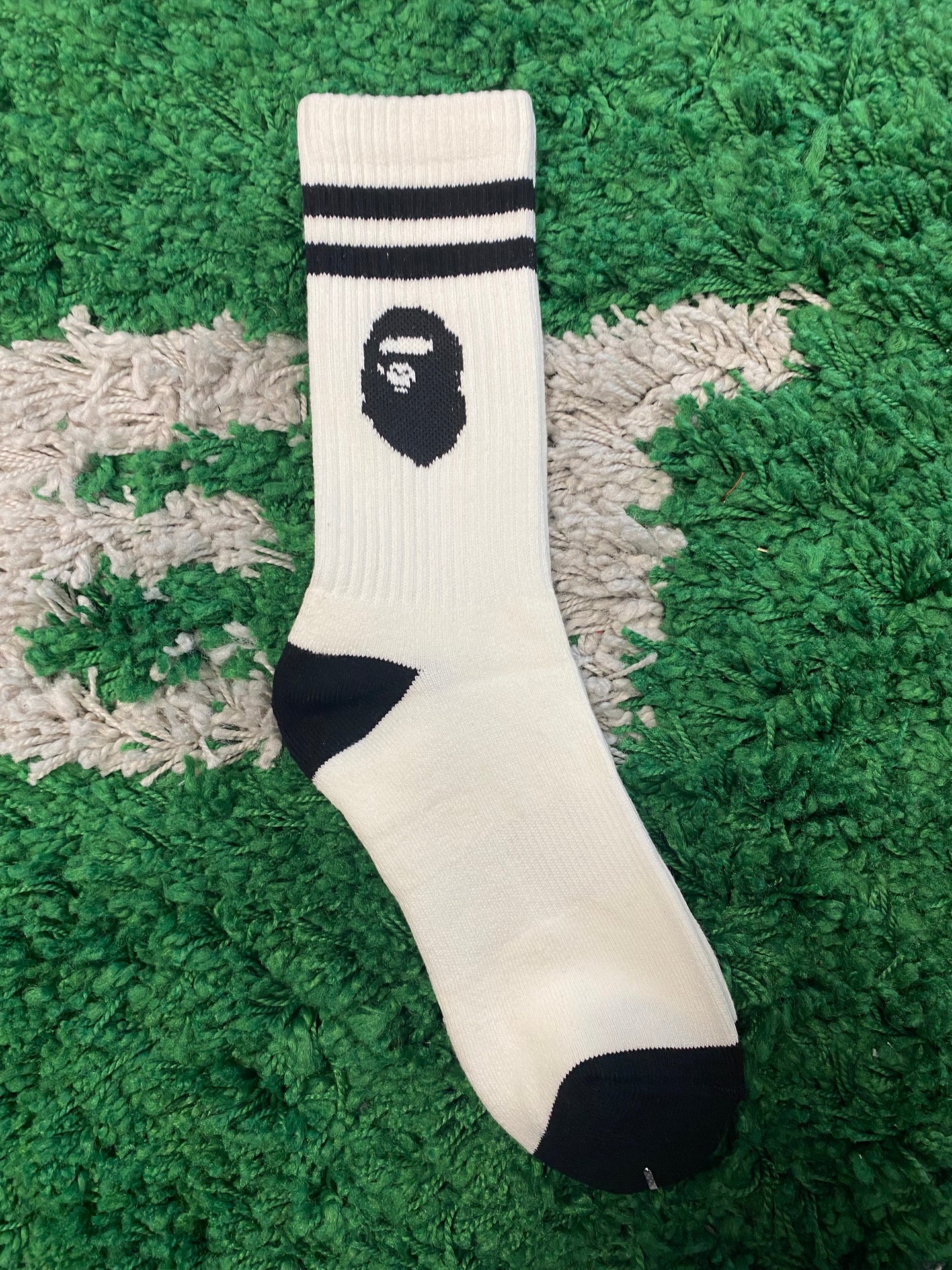 Bape Striped Ankle Socks - Cream/Black