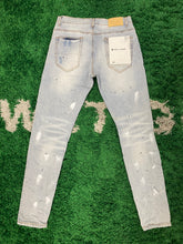 Load image into Gallery viewer, Purple Brand Denim Jeans ‘Stripes’ - Light Wash - White/Grey
