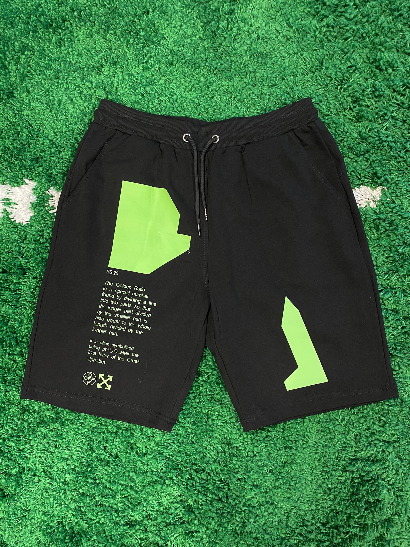 Off White Graphic Shorts - Black/Green/White